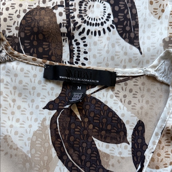 White House Black Market Floral Blouse in Cream and Brown - Picture 3 of 3